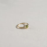 Green Gem Peridot Ring for Women, Adjustable Silver Jewelry