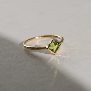 Green Gem Peridot Ring for Women Adjustable Charm Silver Jewelry