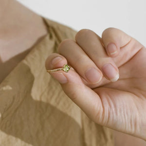 Green Gem Peridot Ring for Women, Adjustable Silver Jewelry