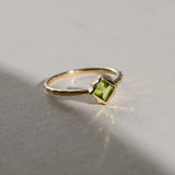 Green Gem Peridot Ring for Women, Adjustable Silver Jewelry