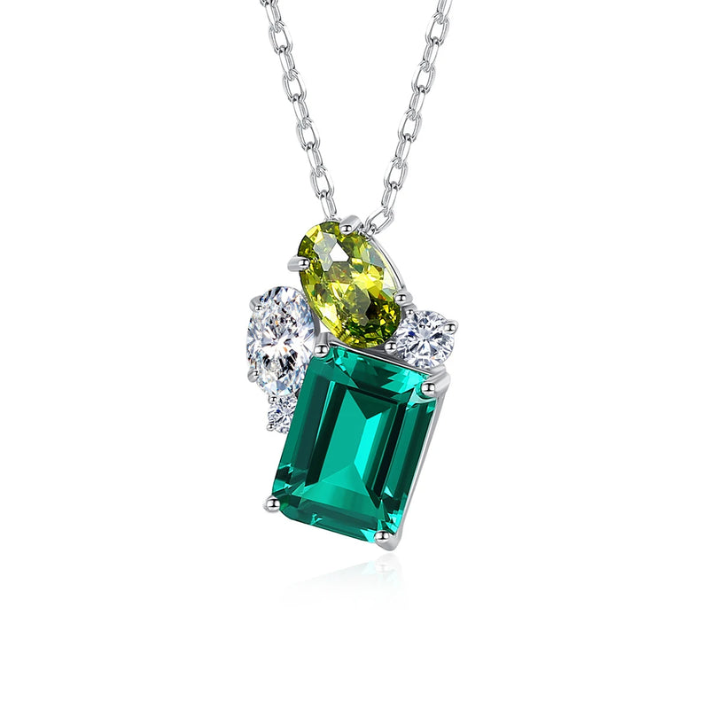 925 Silver Tanzanite Emerald Necklace Cross Car Flower Chain Fine Jewelry