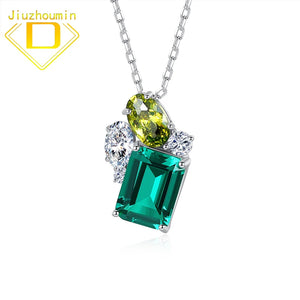 925 Silver Tanzanite Emerald Necklace Cross Car Flower Chain Fine Jewelry