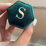 Green Hexagon Velvet Ring Box Single/Double Slot Ring Holder