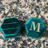Green Hexagon Velvet Ring Box Single/Double Slot Ring Holder
