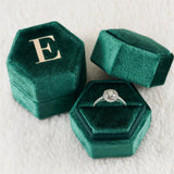 Green Hexagon Velvet Ring Box Single/Double Slot Ring Holder