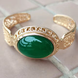 Green Jade Oval Adjustable Bracelet FG9235