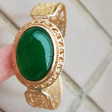 Green Jade Oval Adjustable Bracelet FG9235