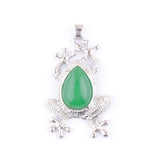 Green Jade Amethyst Gemstone Frog Pendant for Necklaces