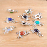 Green Jade Amethyst Gemstone Frog Pendant for Necklaces