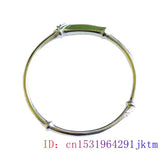 Green Jade Bamboo Bracelets Carved Bangles Chalcedony Bracelet 925 Silver