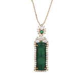 Green Jade Bamboo Pendant Necklace Chalcedony 925 Silver Amulets