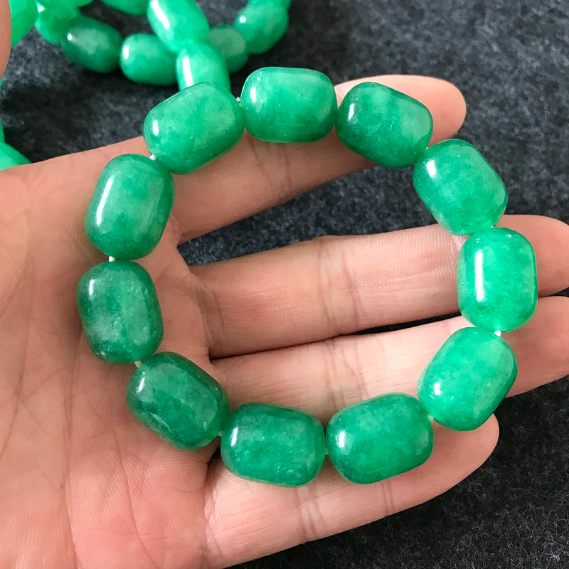 Green Jade Bangle Beaded Bracelet Stretch Bracelets Jewelry Women Jade