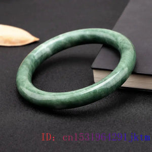 Green Jade Bangle Bracelet Chinese Amulet Jewelry Charm Natural Gemstone