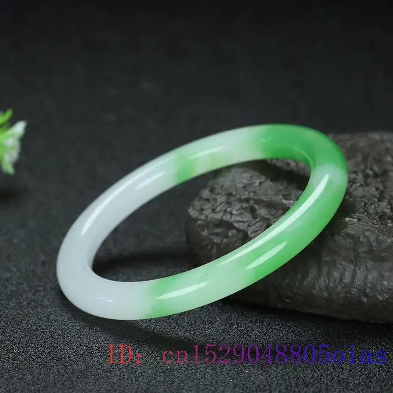 Green Jade Bangle Bracelet Jewelry Jadeite Natural Chinese Charm Amulet Carved
