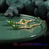 Green Jade Bead Earrings Chalcedony Jewelry Women 925 Silver Crystal