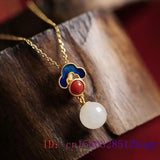 Green Jade Bead Pendant Women Jewelry Natural Chinese Chalcedony Necklace