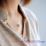 Green Jade Bead Pendant Women Jewelry Natural Chinese Chalcedony Necklace