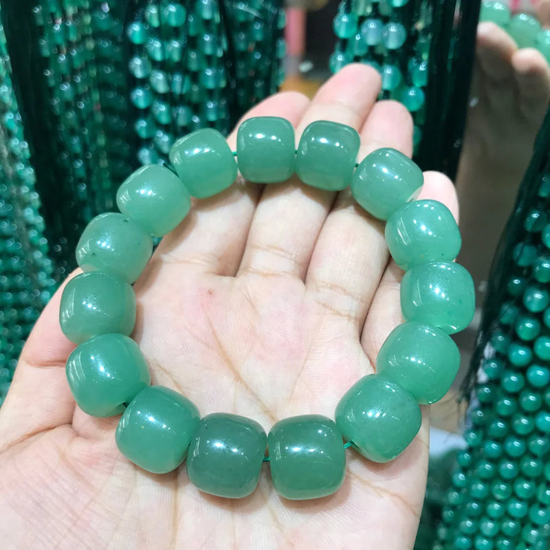 Green Jade Beaded Bracelet Dongling Jade Stretch Bracelets Jewelry
