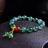 Green Jade Beaded Bracelets 925 Silver Men Accessories Jewelry Chalcedony Bangle