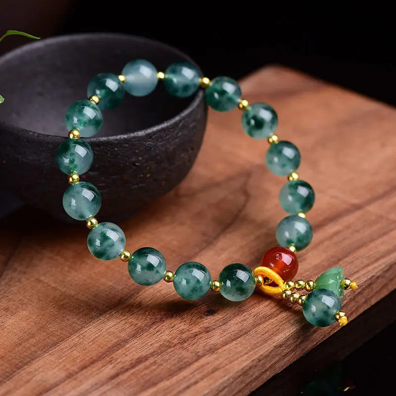 Green Jade Beaded Bracelets 925 Silver Men Accessories Jewelry Chalcedony Bangle