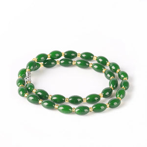 Green Jade Beaded Choker Layered Short Necklace