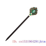 Green Jade Beaded Hairpin Vintage Jewelry Talismans Hair Sticks
