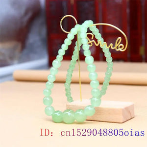 Green Jade Beaded Necklace Amulet Chinese Gemstone Jewelry