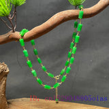 Green Jade Beaded Necklace Vintage 925 Silver Jewelry Stone for Women
