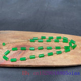 Green Jade Beaded Necklace Vintage 925 Silver Jewelry Stone for Women