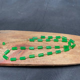 Green Jade Beaded Necklace Vintage 925 Silver Jewelry Stone for Women