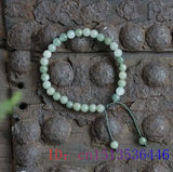 Green Jade Beads Bracelet Charm Natural Gemstone Hand knotting Amulet