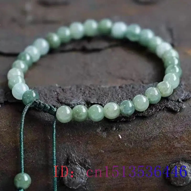 Green Jade Beads Bracelet Charm Natural Gemstone Hand knotting Amulet