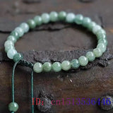 Green Jade Beads Bracelet Charm Natural Gemstone Hand knotting Amulet