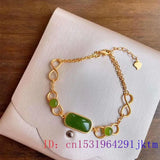 Green Jade Bracelet 925 Silver Chalcedony Amulet Chinese Jewelry