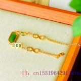 Green Jade Bracelet 925 Silver Chalcedony Amulet Chinese Jewelry