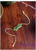 Green Jade Bracelet 925 Silver Chalcedony Gemstone Bangle