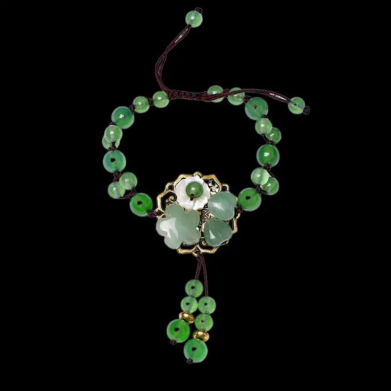 Green Jade Chalcedony Bangles 925 Silver Charms Talismans