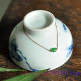 Green Jade Bracelet Chalcedony Amulet Vintage 925 Silver Jewelry