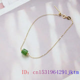 Green Jade Bracelet Chalcedony Amulet Vintage 925 Silver Jewelry