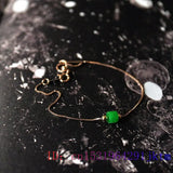 Green Jade Bracelet Chalcedony Amulet Vintage 925 Silver Jewelry