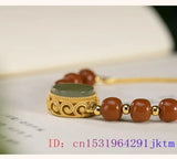 Green Jade Bracelet Chalcedony 925 Silver Vintage Natural Gemstone Bangle