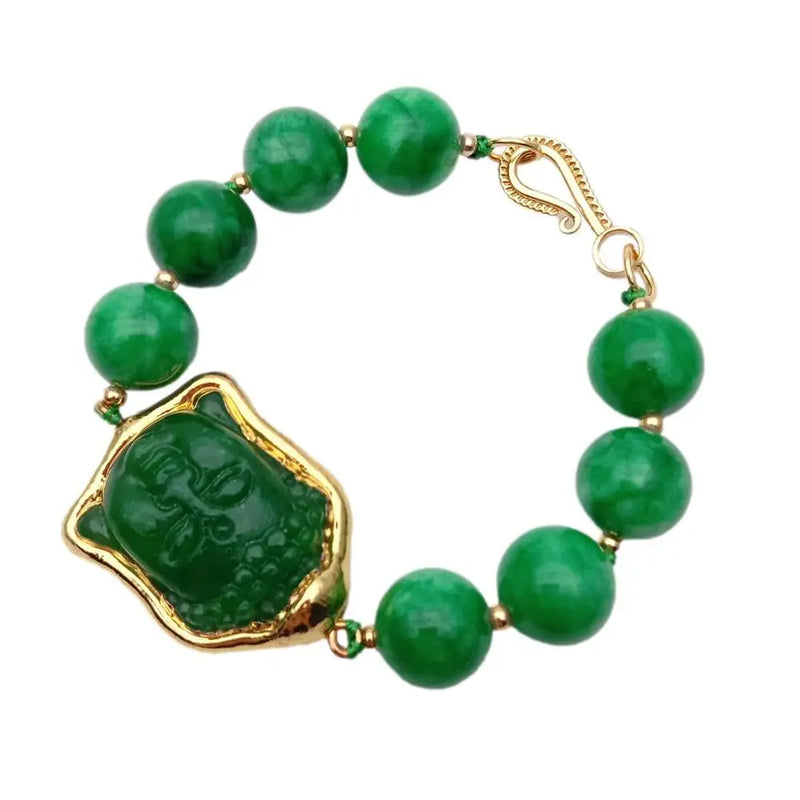 Green Jade Buddha Bracelet Charms Religious Jewelry