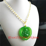 Green Jade Buddha Pendant Necklace Men Chinese Jadeite Carved Charm Amulet