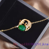 Green Jade Carp Bracelet 925 Silver Stone Natural Gift Chalcedony