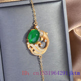 Green Jade Carp Bracelet 925 Silver Stone Natural Gift Chalcedony