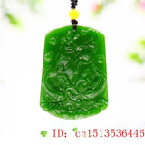 Green Jade Carp Pendant Necklace Carved Amulet Natural Chinese Jewelry