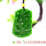 Green Jade Carp Pendant Necklace Carved Amulet Natural Chinese Jewelry