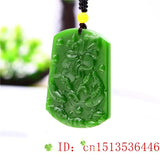 Green Jade Carp Pendant Necklace Carved Amulet Natural Chinese Jewelry