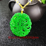 Green Jade Chinese Pendant Necklace Amulet Jewelry Women Men Phoenix