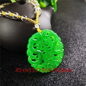 Green Jade Chinese Pendant Necklace Amulet Jewelry Women Men Phoenix